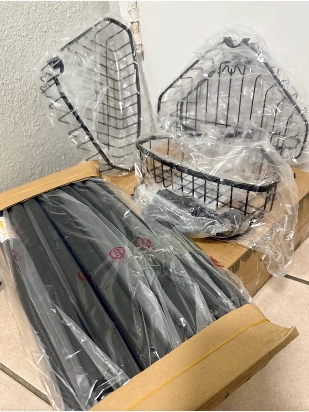 Black Corner Tension Shower Caddy - Organized Bathroom Storage